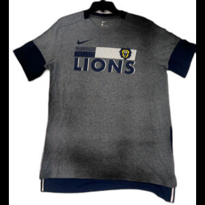 Nike Men’s Large Vanguard Lions Gray Navy Athletic T‑Shirt LIONS Shield Logo